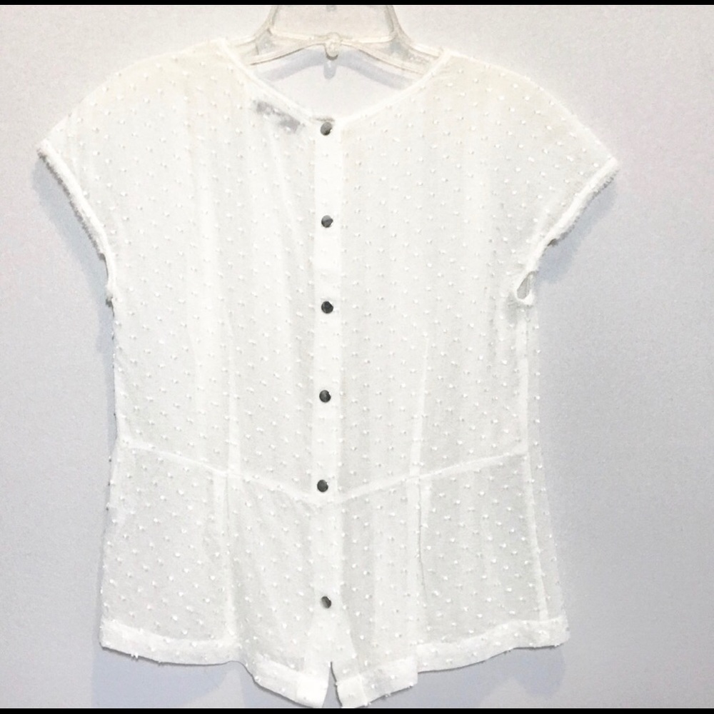 Madewell Silk Texture Pleat Blouse Cream XS Sheer - Picture 3 of 6